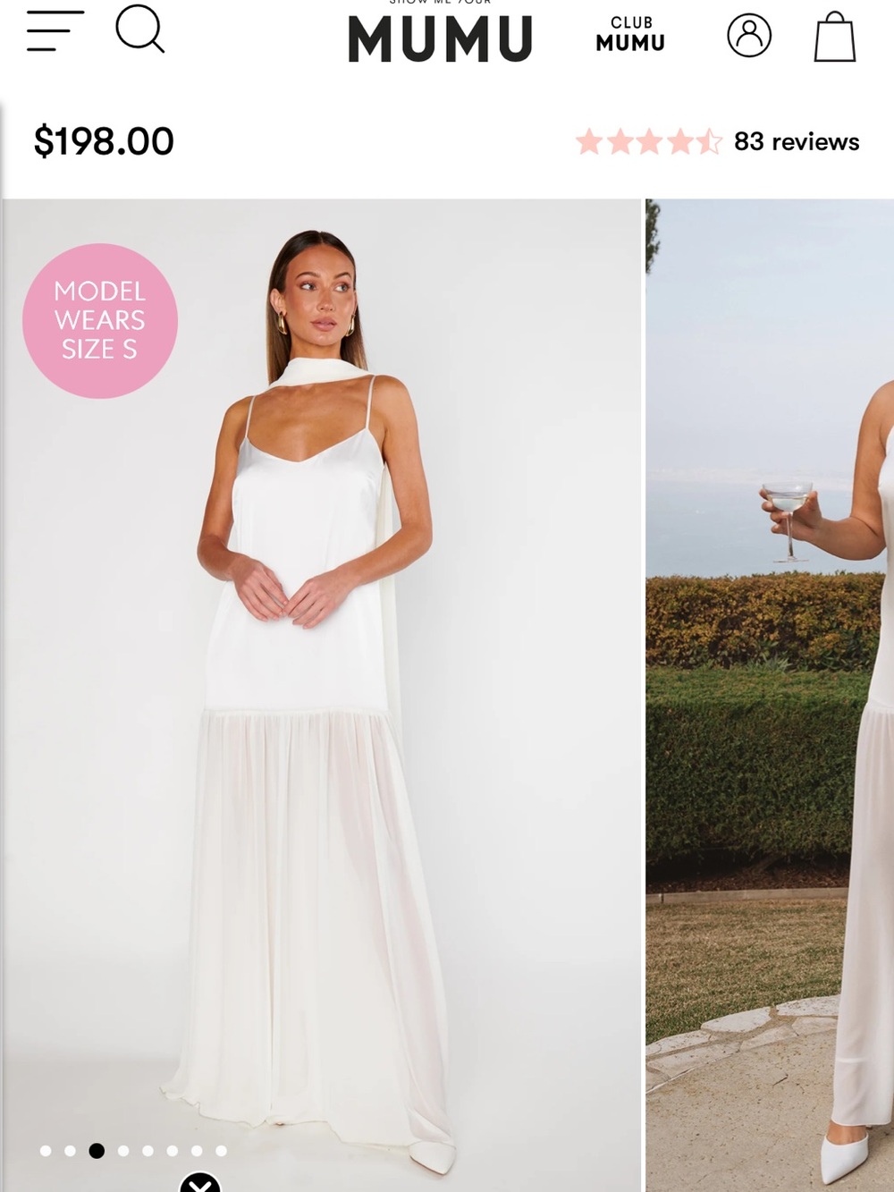 Show Me Your Mumu Ivory Chiffon Hem Maxi Slip Dress
